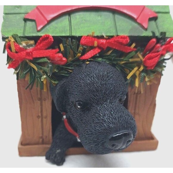 Cute Black Puppy Dog House Red Bows Ornament Kurt S Adler Collectible Display - Picture 8 of 12